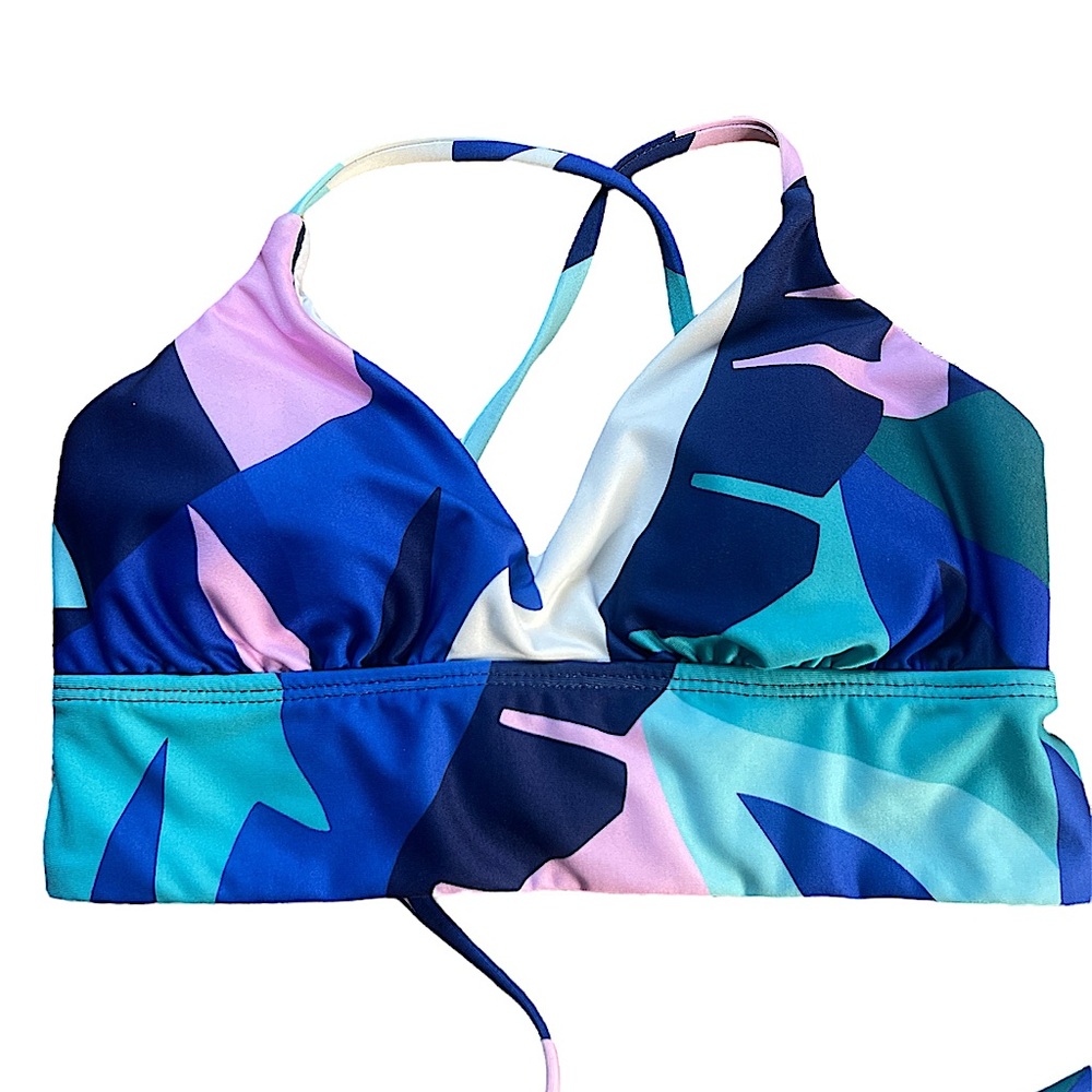 New Splendid Bikini Top XS Lovina Crop Bra Top Strappy Colorful Swim Boat Padded